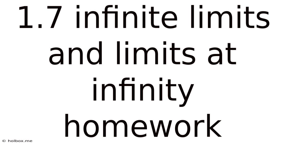 1.7 Infinite Limits And Limits At Infinity Homework