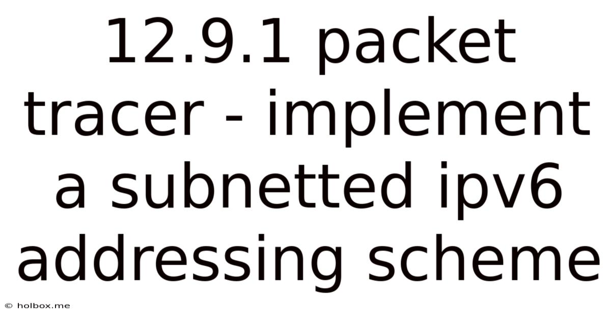 12.9.1 Packet Tracer - Implement A Subnetted Ipv6 Addressing Scheme