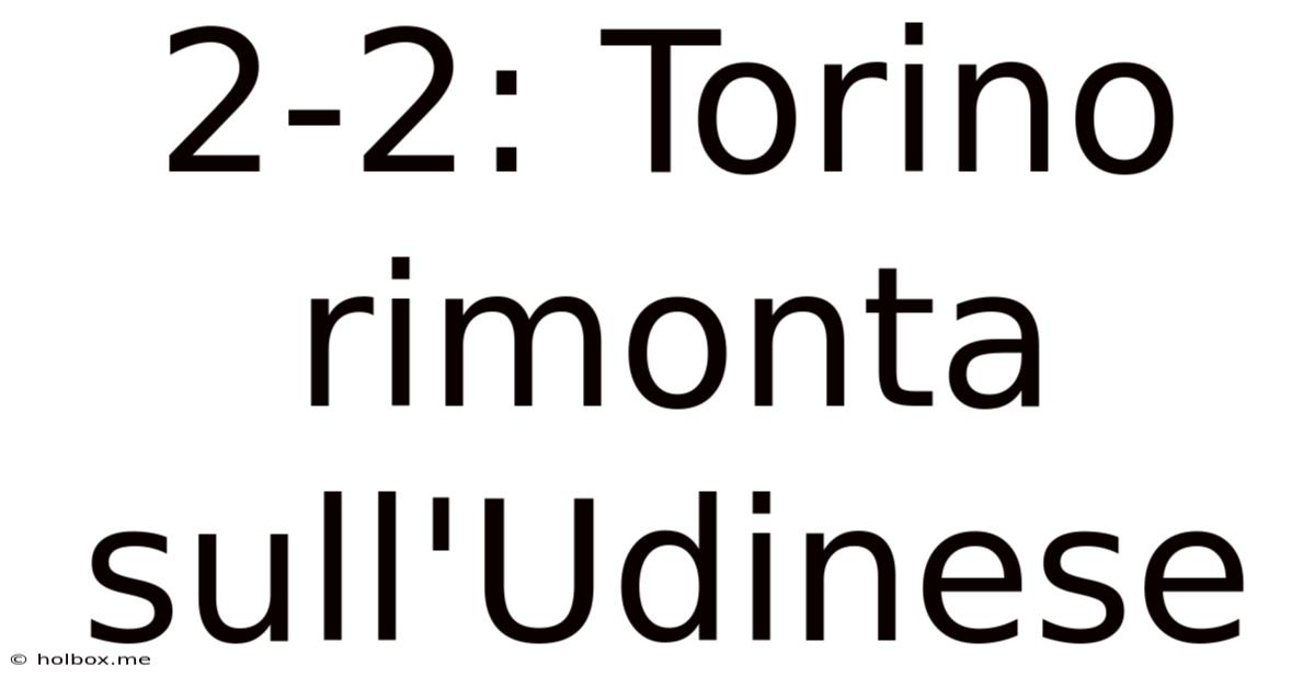 2-2: Torino Rimonta Sull'Udinese