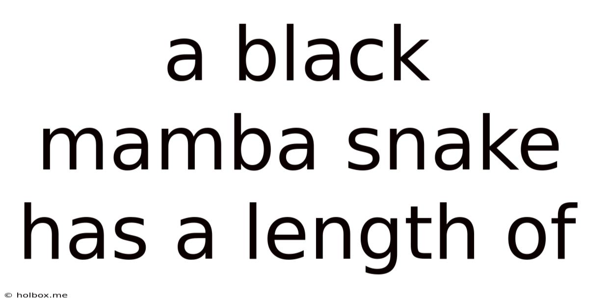 A Black Mamba Snake Has A Length Of