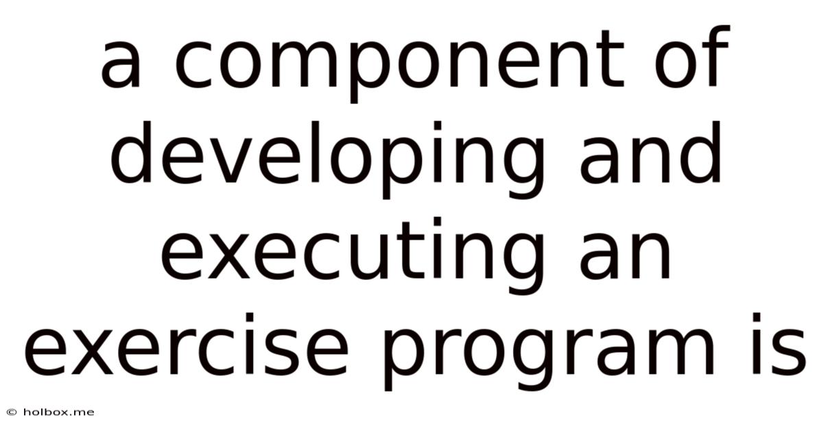 A Component Of Developing And Executing An Exercise Program Is