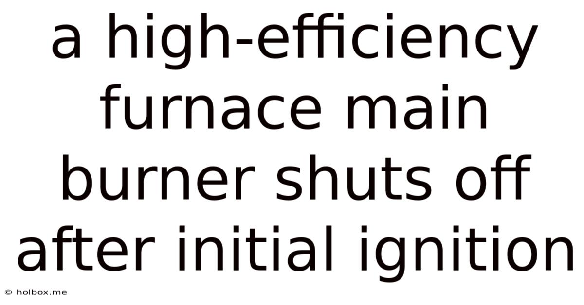 A High-efficiency Furnace Main Burner Shuts Off After Initial Ignition