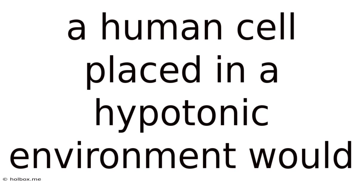 A Human Cell Placed In A Hypotonic Environment Would