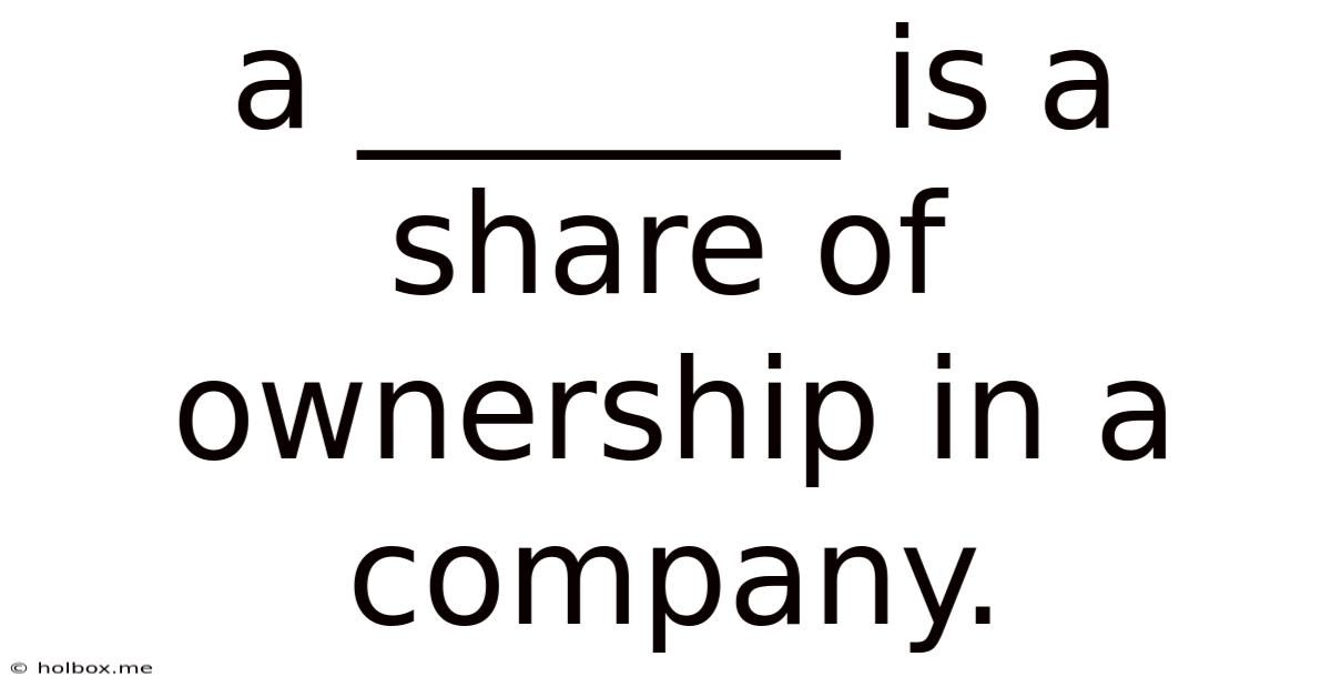 A _______ Is A Share Of Ownership In A Company.