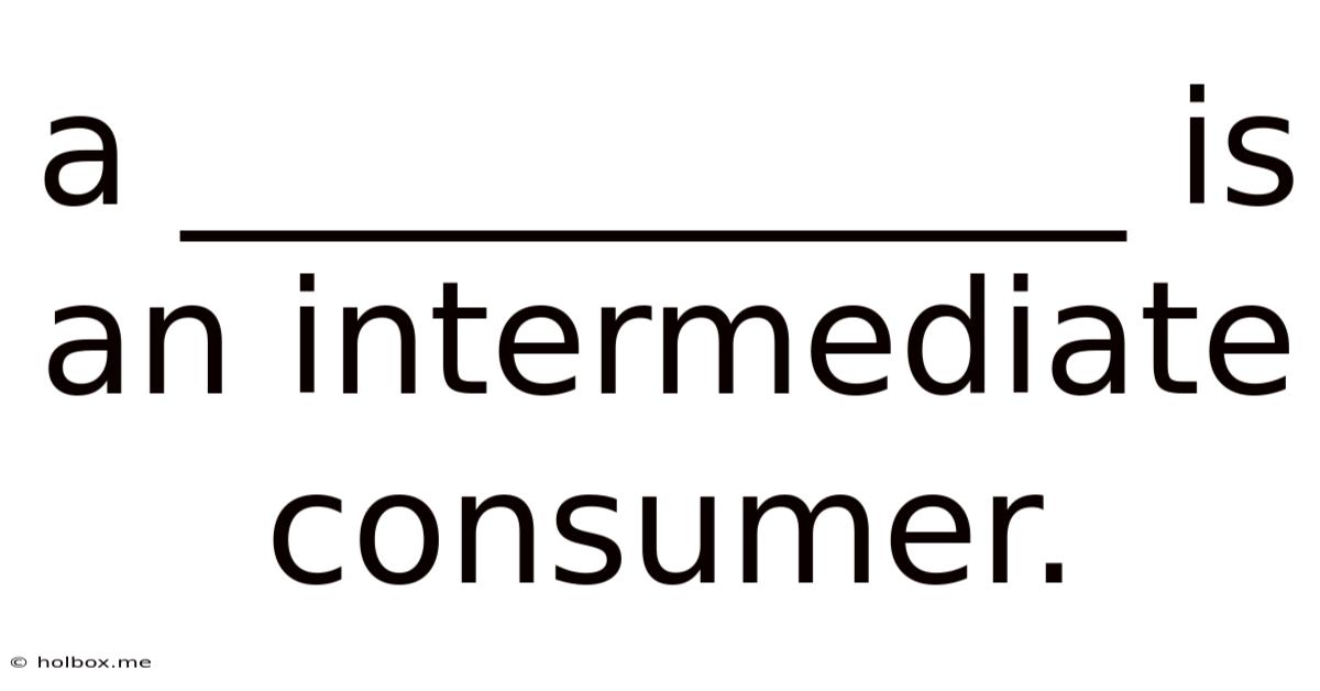 A ____________ Is An Intermediate Consumer.