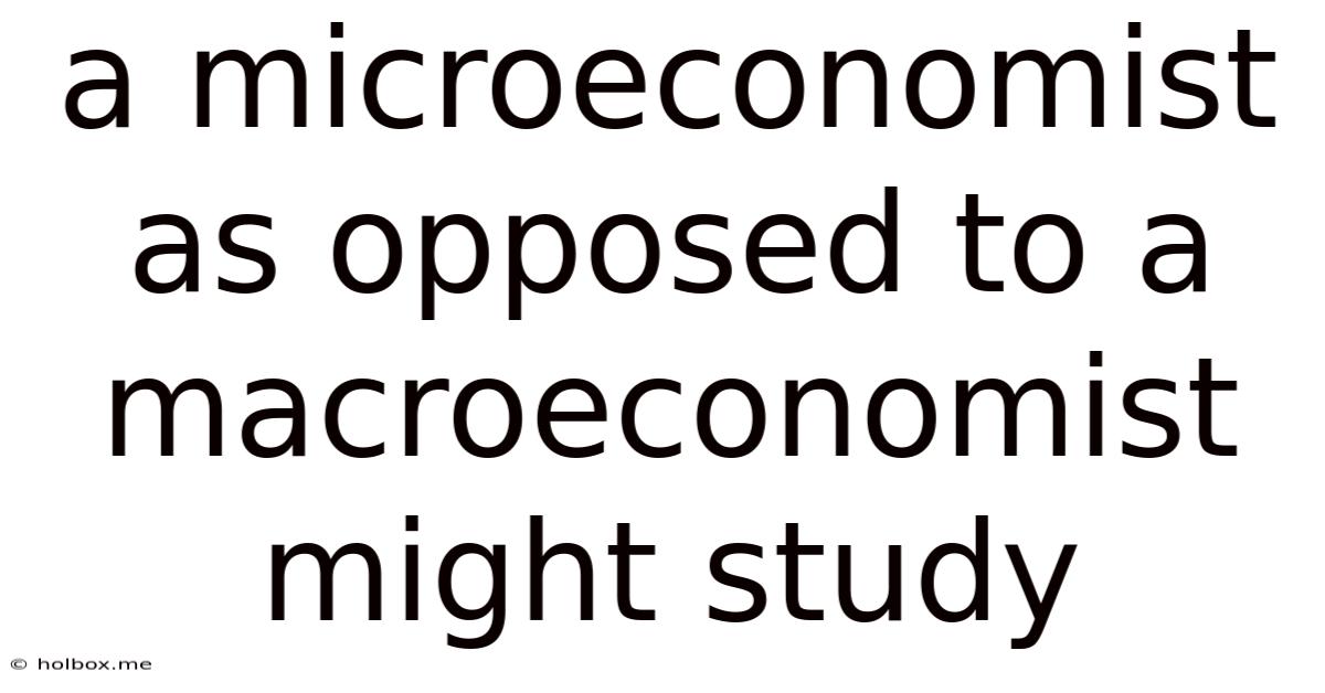 A Microeconomist As Opposed To A Macroeconomist Might Study