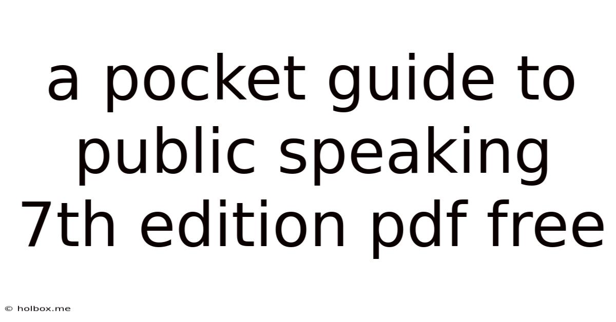 A Pocket Guide To Public Speaking 7th Edition Pdf Free