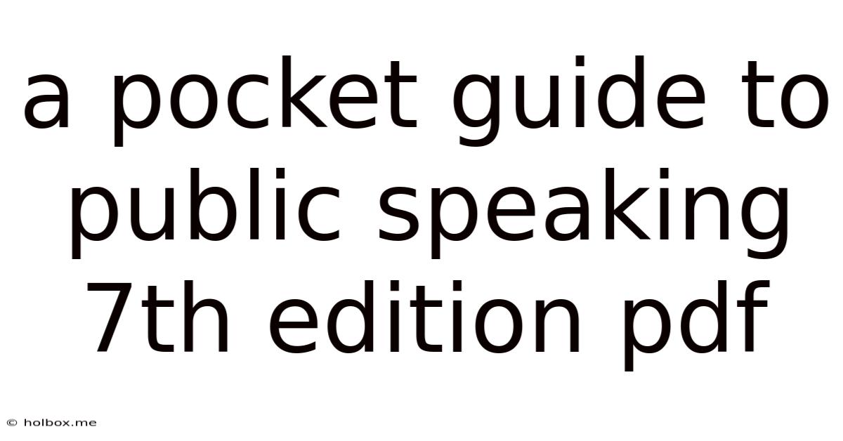 A Pocket Guide To Public Speaking 7th Edition Pdf