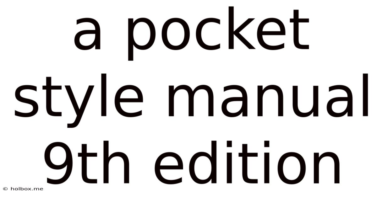 A Pocket Style Manual 9th Edition