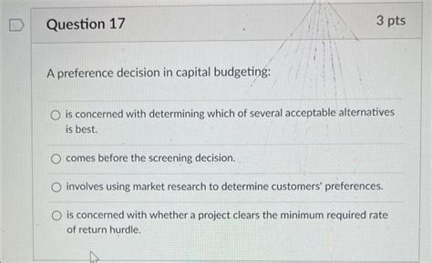 A Preference Decision In Capital Budgeting