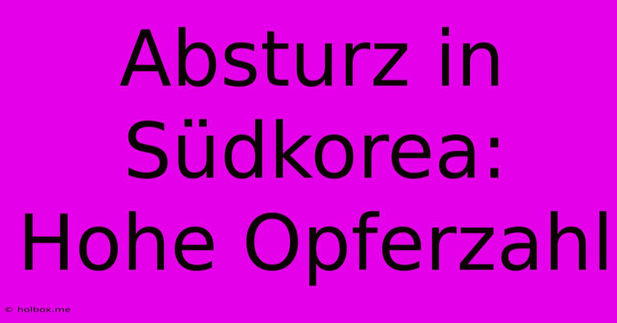 Absturz In Südkorea: Hohe Opferzahl