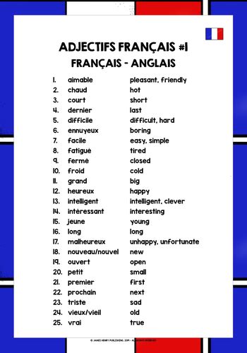 Adjectives In French That Start With I