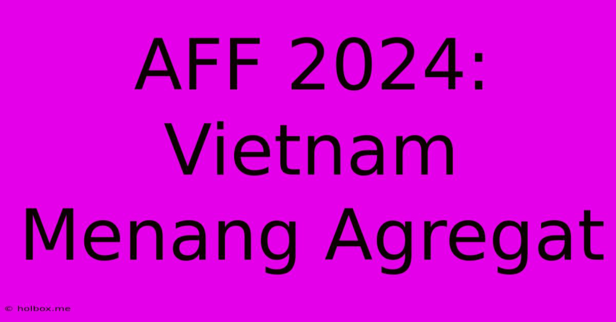 AFF 2024: Vietnam Menang Agregat