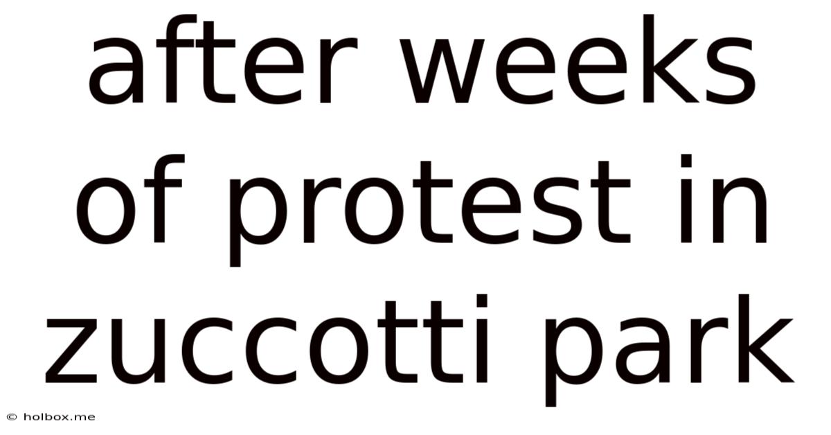 After Weeks Of Protest In Zuccotti Park