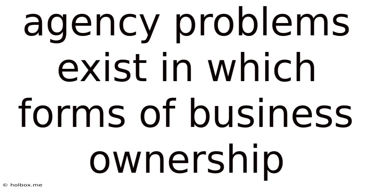 Agency Problems Exist In Which Forms Of Business Ownership