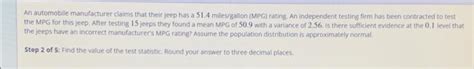 An Auto Mobile Maufacturer Claims Their Jeep Has 56.1 Miles/gallon