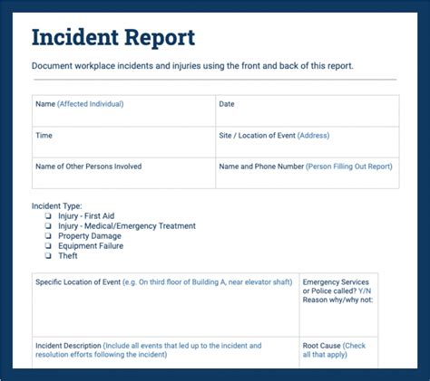 An Incident Report Should Be Completed When