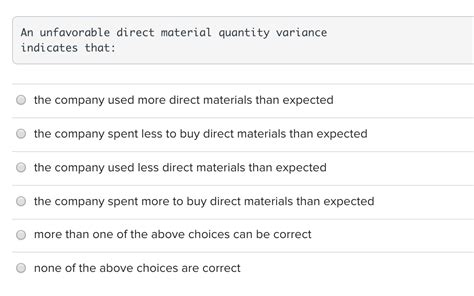 An Unfavorable Materials Quantity Variance Indicates That