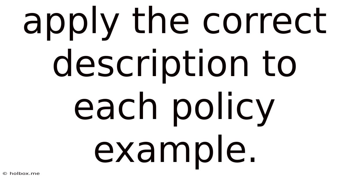 Apply The Correct Description To Each Policy Example.