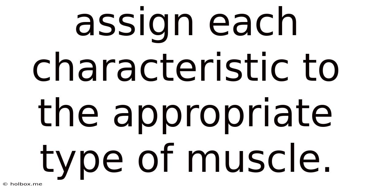 Assign Each Characteristic To The Appropriate Type Of Muscle.