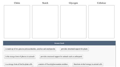 Assign Each Statement To The Corresponding Polysaccharide