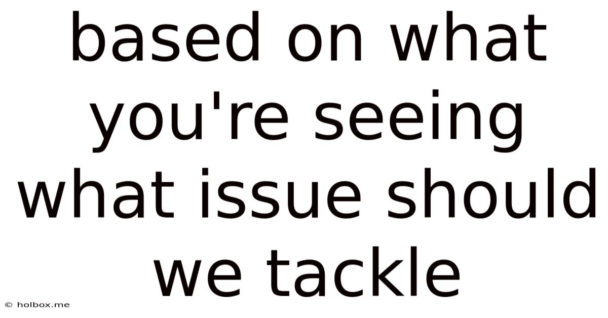Based On What You're Seeing What Issue Should We Tackle