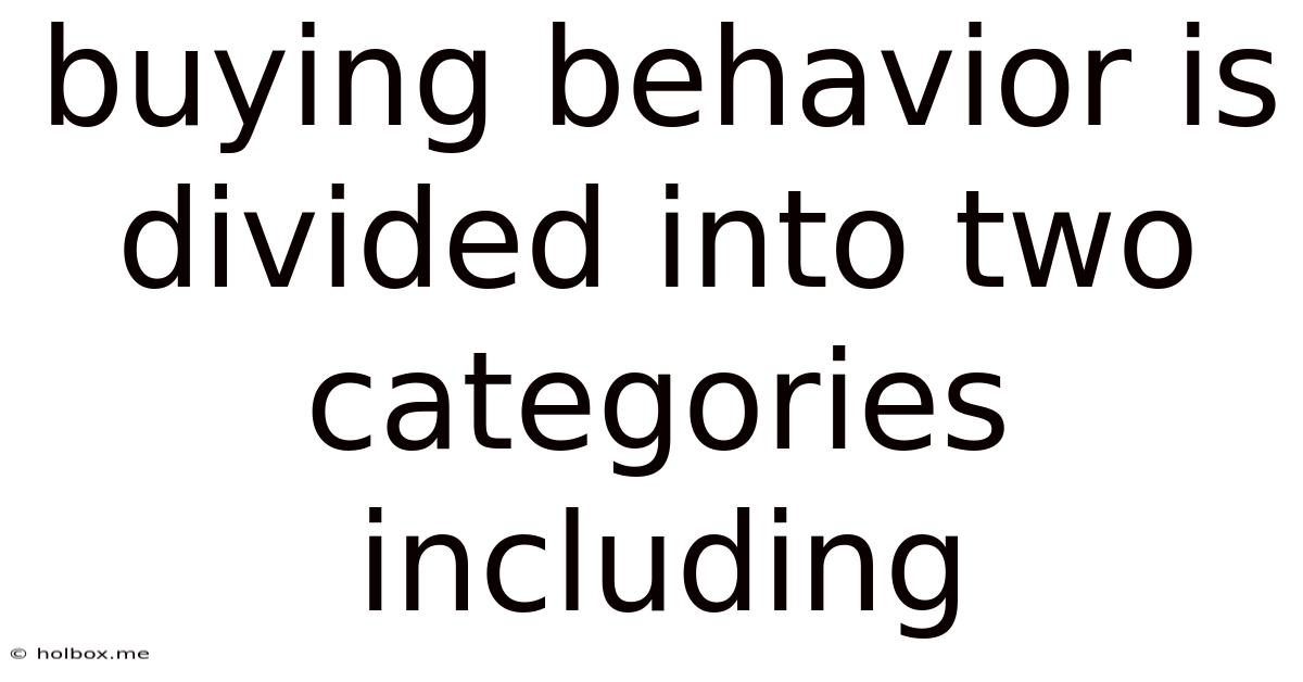 Buying Behavior Is Divided Into Two Categories Including