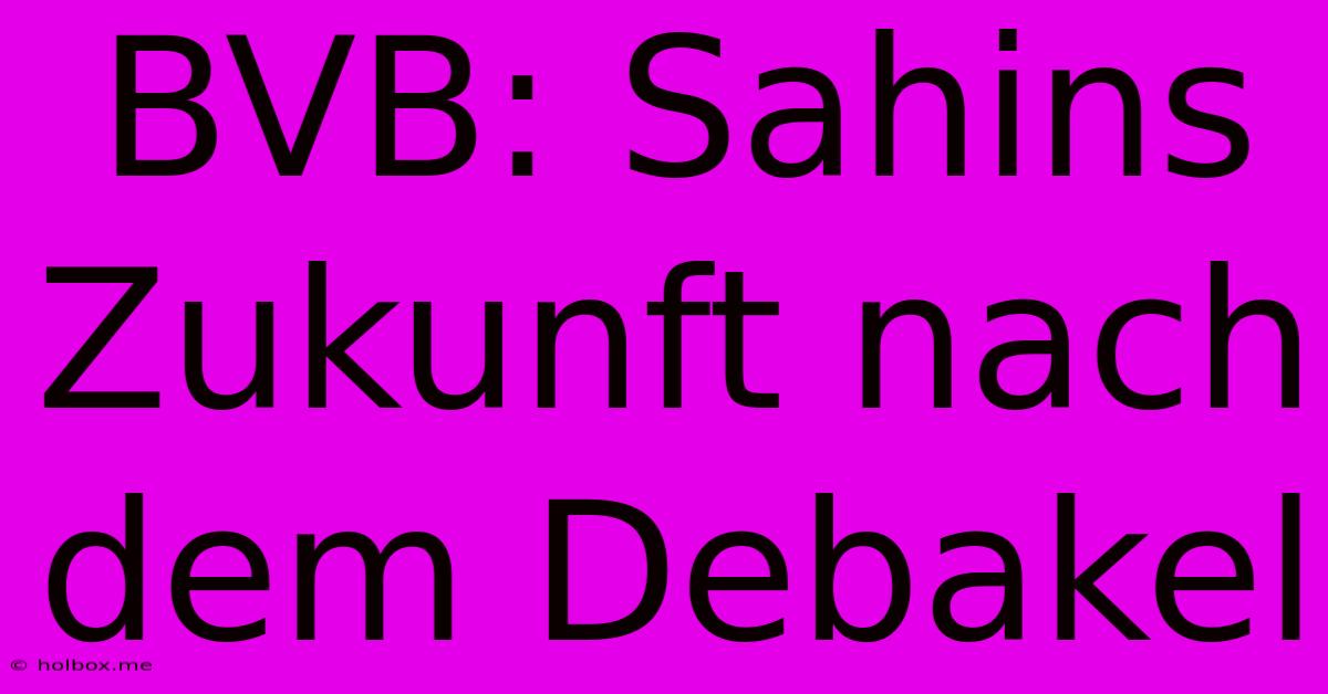 BVB: Sahins Zukunft Nach Dem Debakel