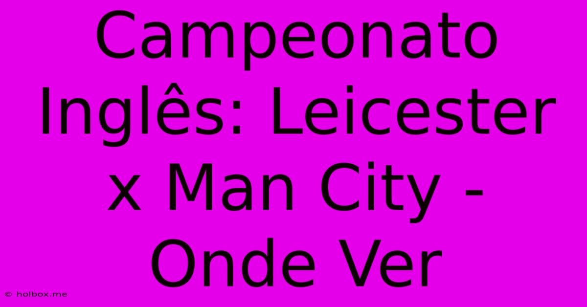 Campeonato Inglês: Leicester X Man City - Onde Ver