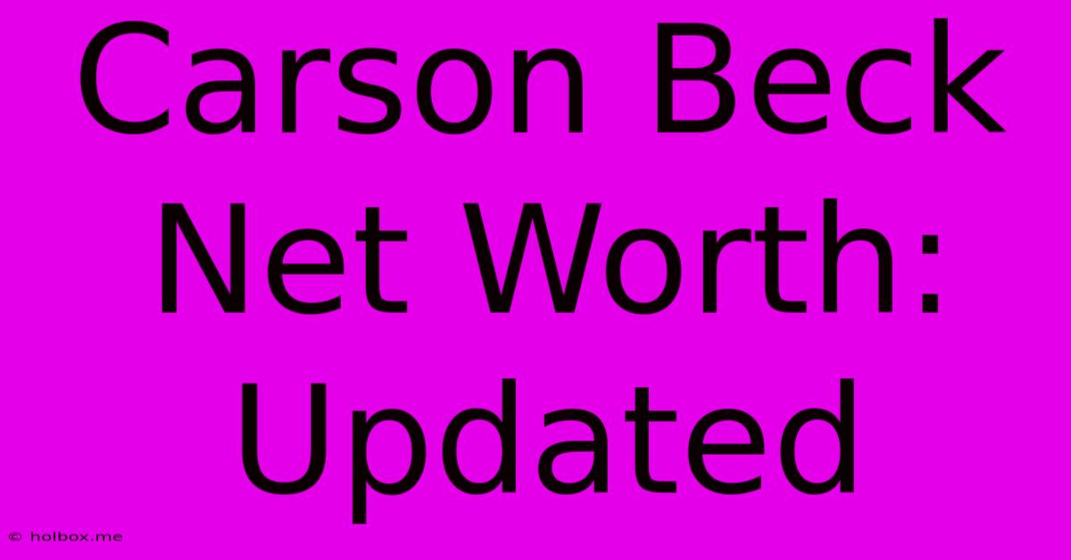 Carson Beck Net Worth: Updated