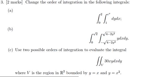 Change The Order Of Integration Chegg