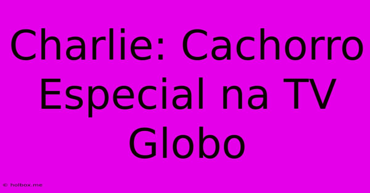 Charlie: Cachorro Especial Na TV Globo