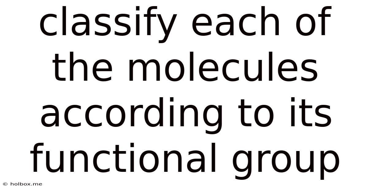 Classify Each Of The Molecules According To Its Functional Group