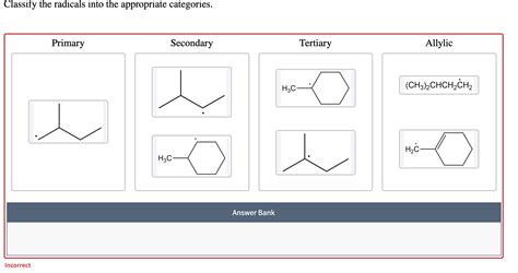 Classify The Radicals Into The Appropriate Categories