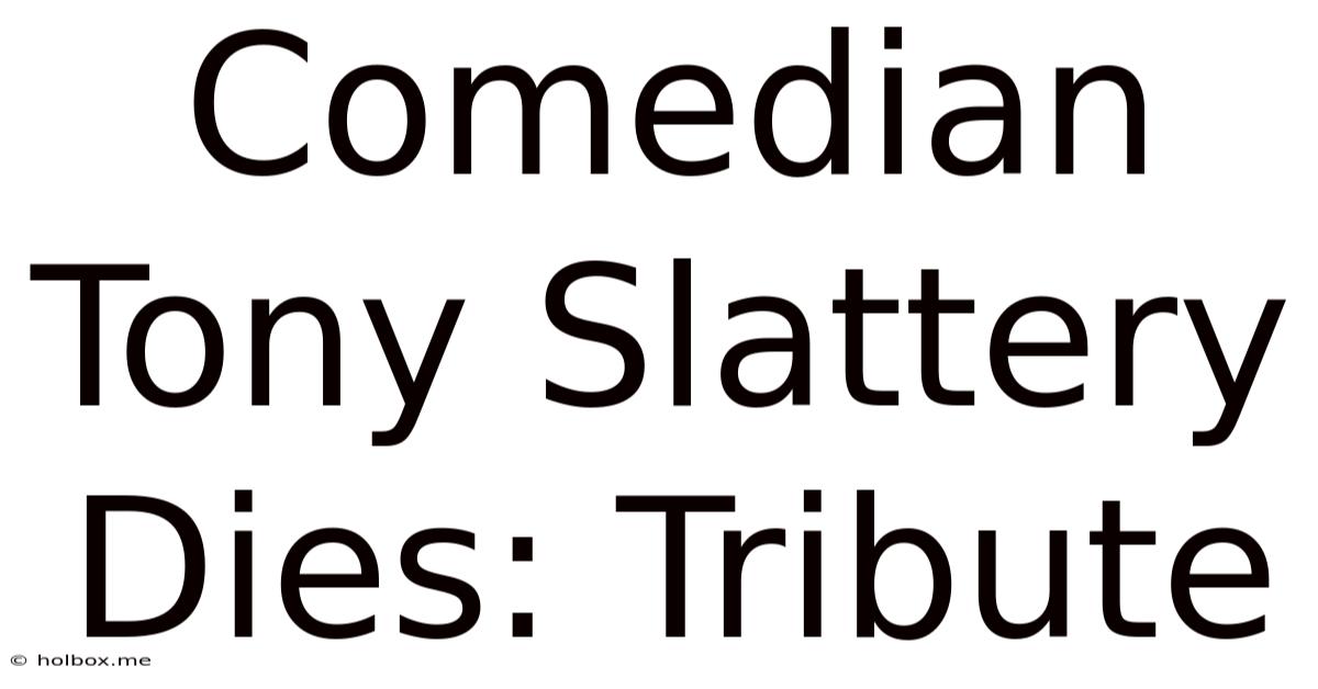 Comedian Tony Slattery Dies: Tribute