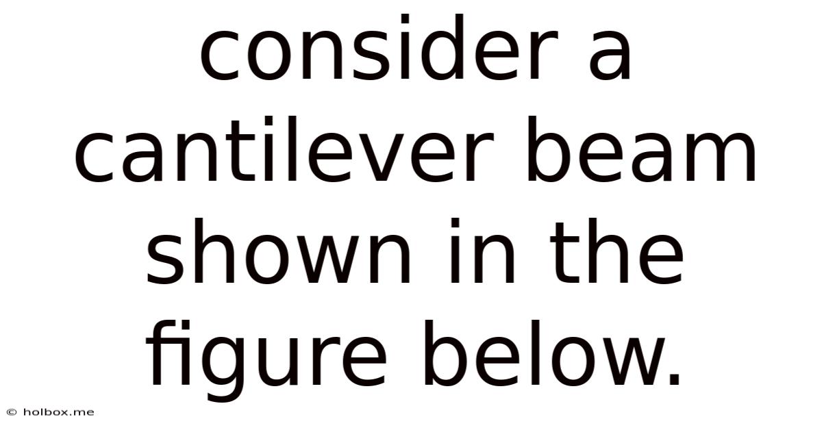 Consider A Cantilever Beam Shown In The Figure Below.