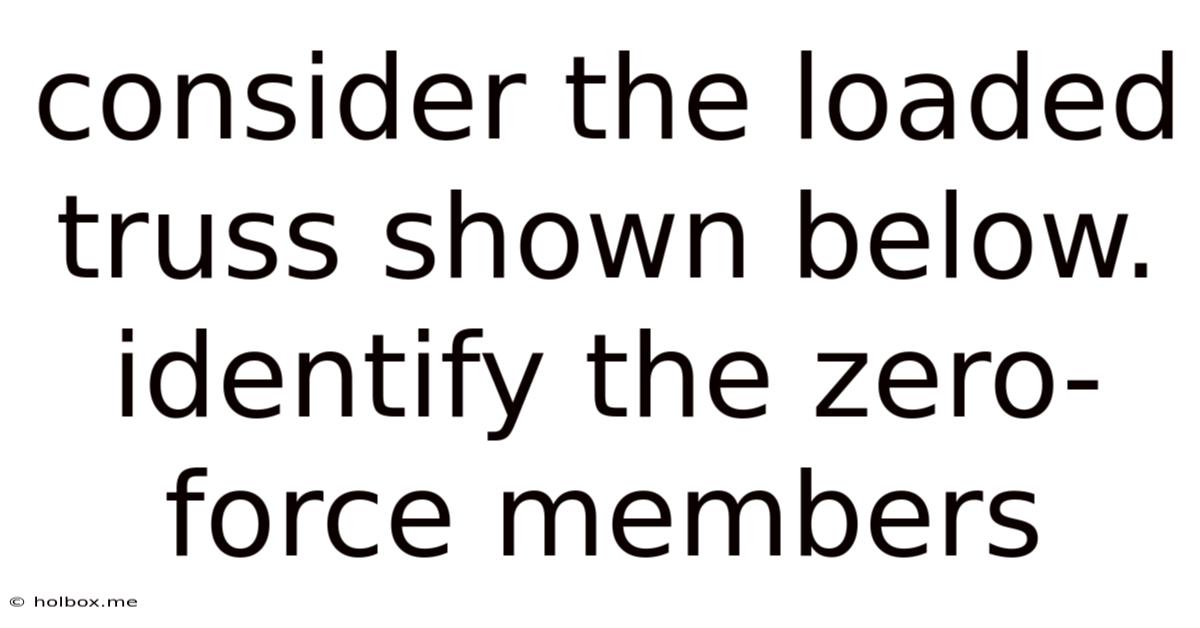 Consider The Loaded Truss Shown Below. Identify The Zero-force Members
