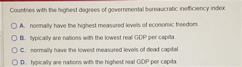 Countries With The Highest Degrees Of Government Bureaucratic Inefficiency Index