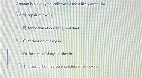 Damage To Ependymal Cells Would Most Likely Affect The