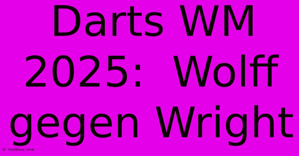 Darts WM 2025:  Wolff Gegen Wright