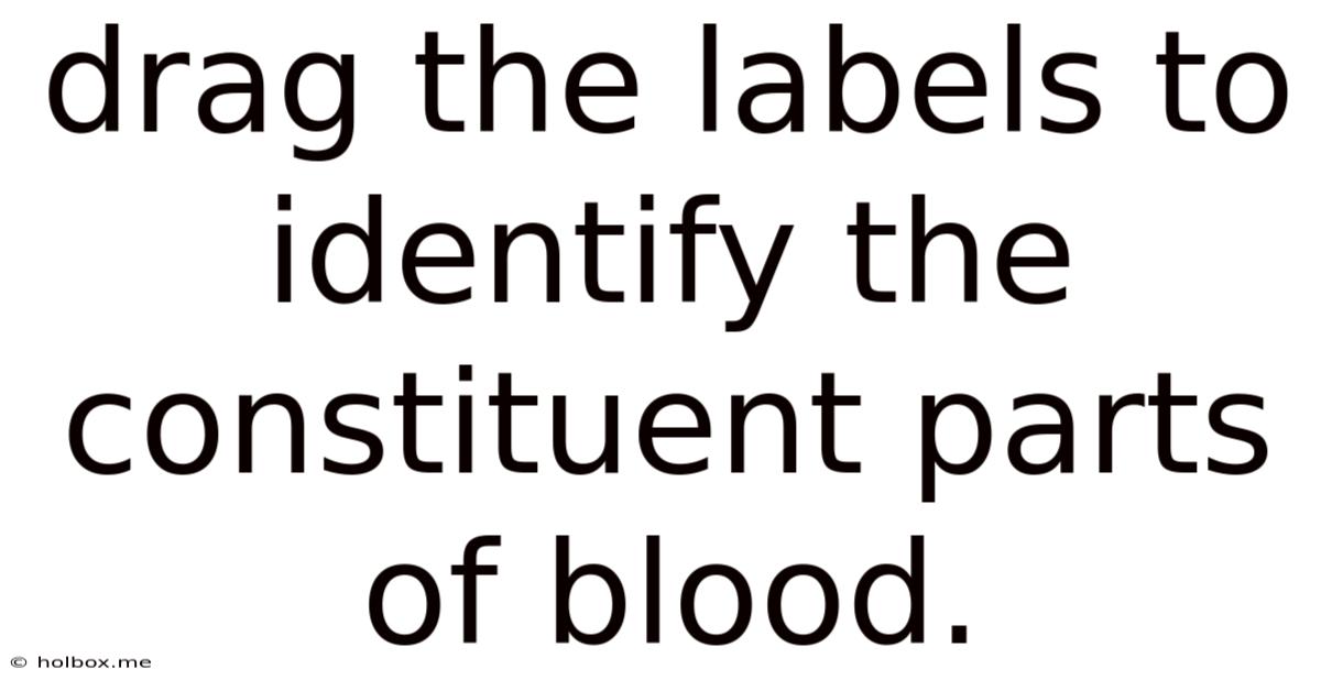 Drag The Labels To Identify The Constituent Parts Of Blood.