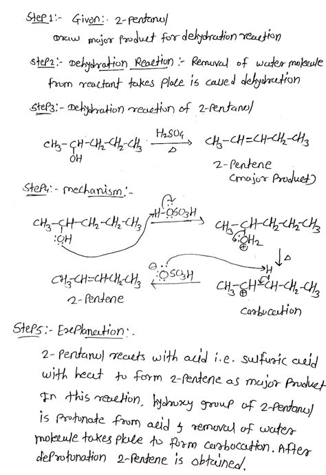 Draw The Major Product For The Dehydration Of 2 Pentanol