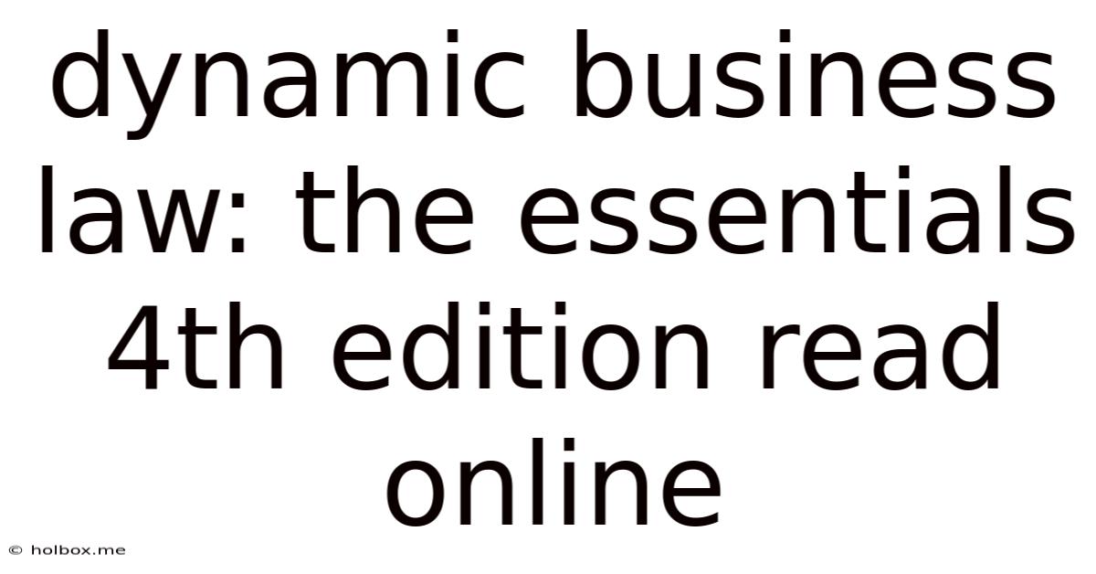 Dynamic Business Law: The Essentials 4th Edition Read Online