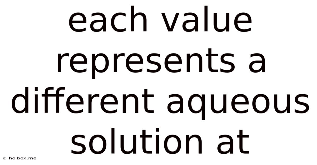 Each Value Represents A Different Aqueous Solution At