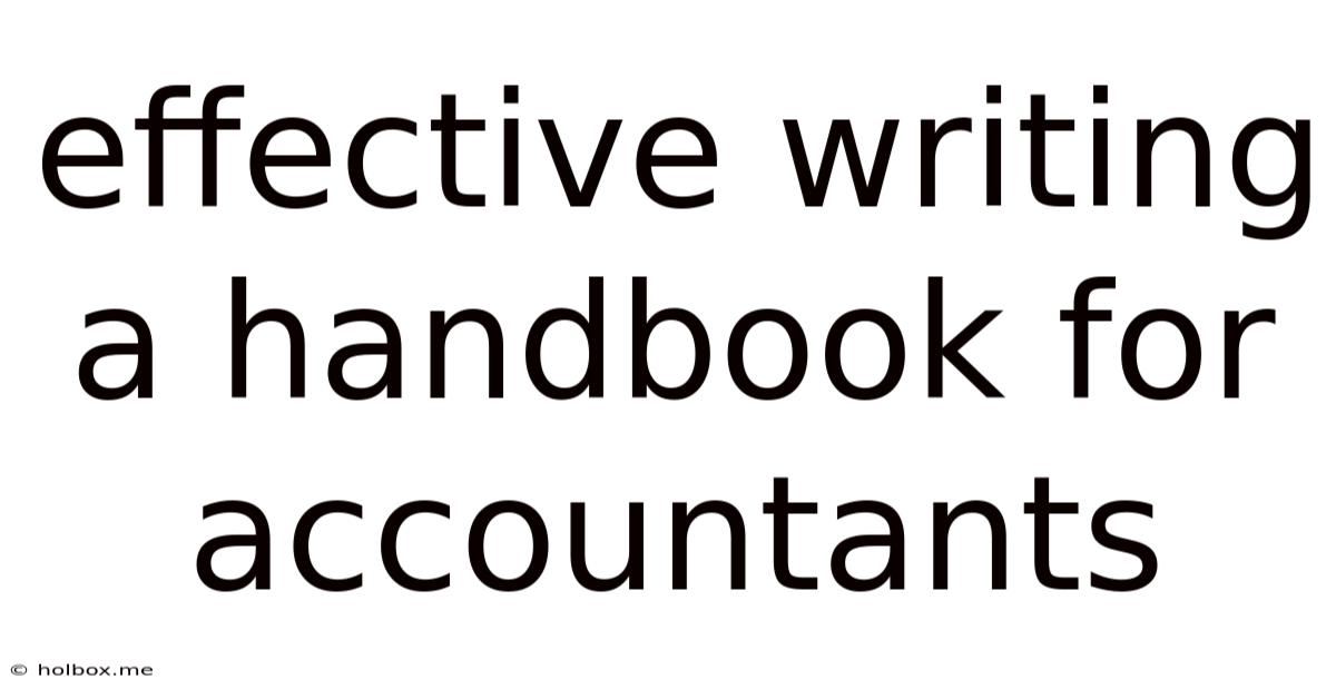 Effective Writing A Handbook For Accountants