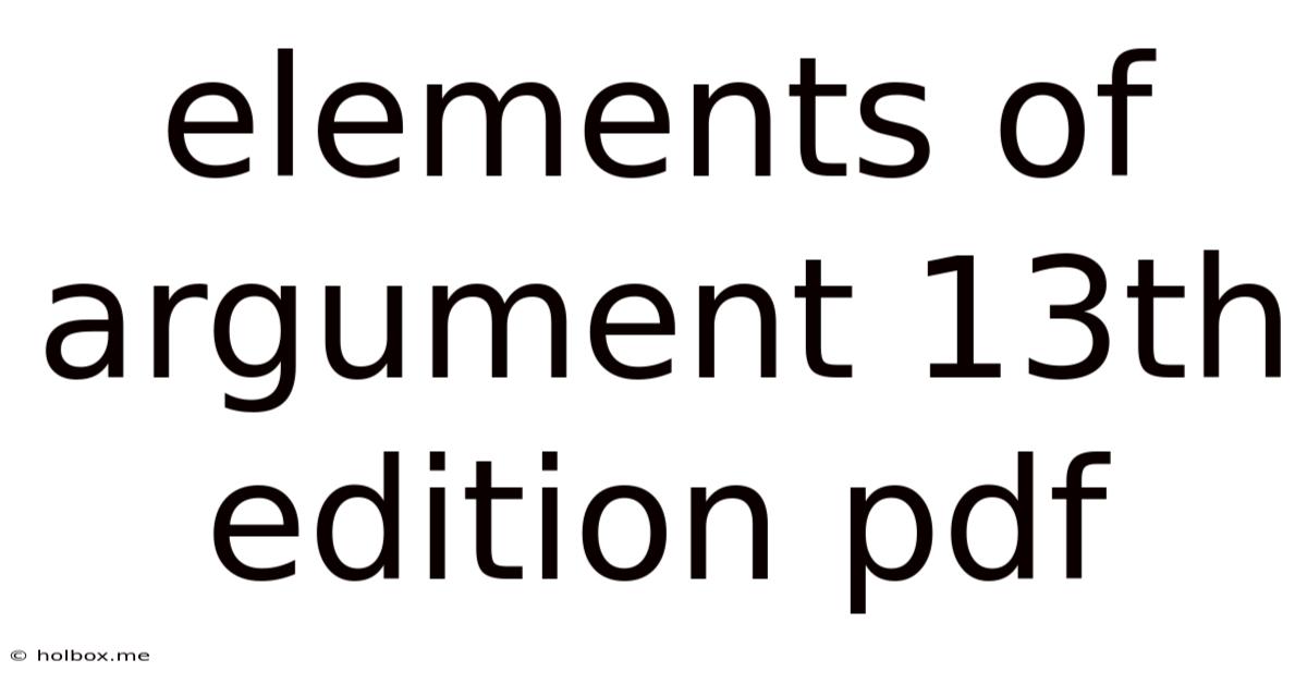 Elements Of Argument 13th Edition Pdf
