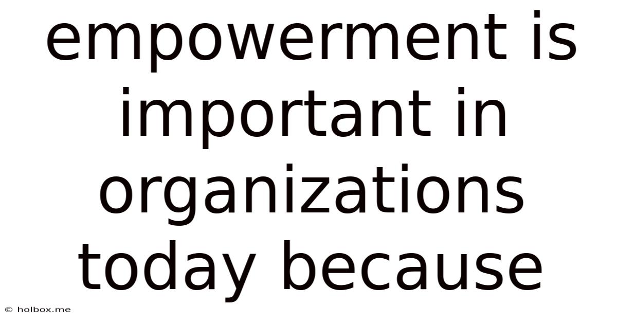 Empowerment Is Important In Organizations Today Because