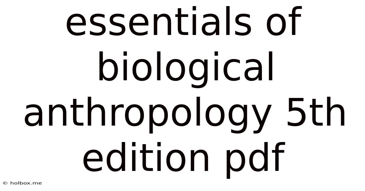 Essentials Of Biological Anthropology 5th Edition Pdf