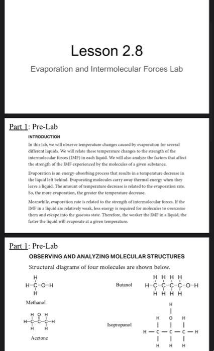 Evaporation And Intermolecular Forces Lab Chegg