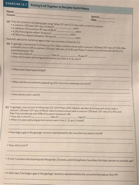 Exercise 12.7 Putting It All Together To Decipher Earth History
